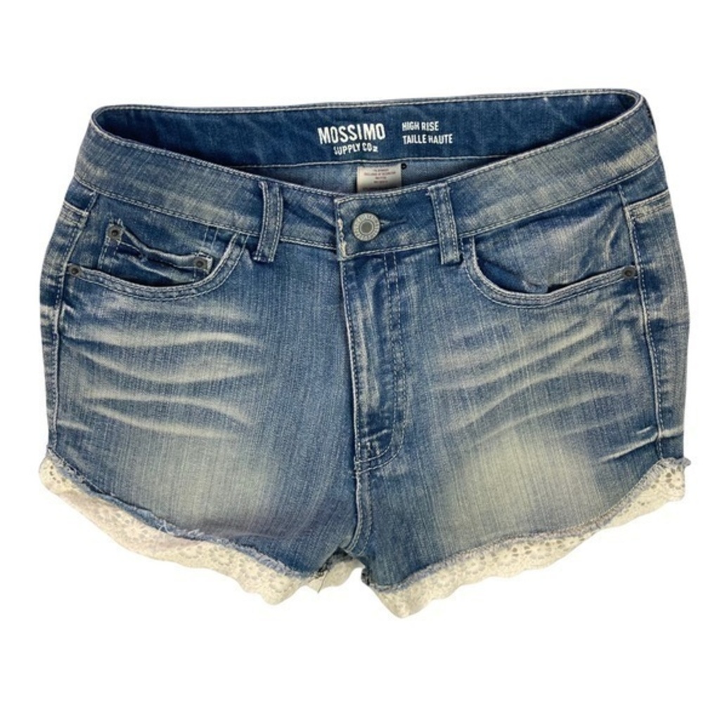 Mossimo Medium Wash Denim Lace Trim‎ High Rise Short